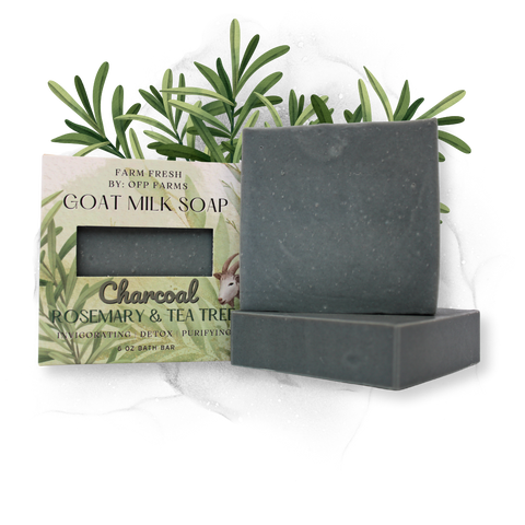 Charcoal + Rosemary & Tea Tree, Goat Milk Soap, 6 oz