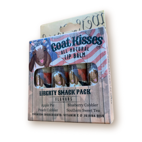 Goat Kisses (TM) Smack Pack, 4 Lip Balms, LIBERTY